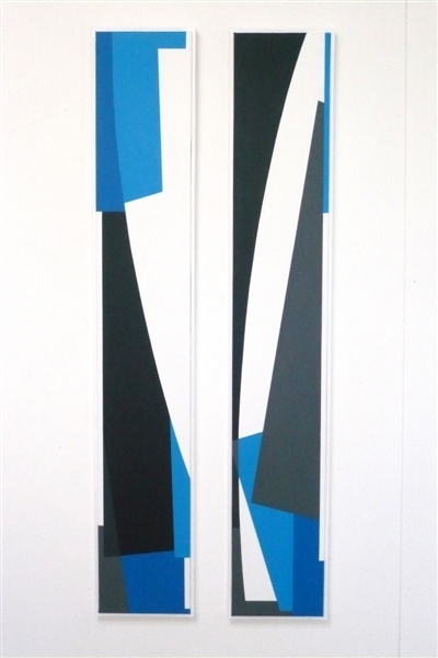 nr. 2009-3, compositie zonder titel, tweeluik, ieder 108x 17 cm. cm.