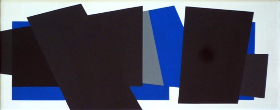 compositie zonder titel,nr. 2011-13, 15 x 28 cm. acryl op linnen