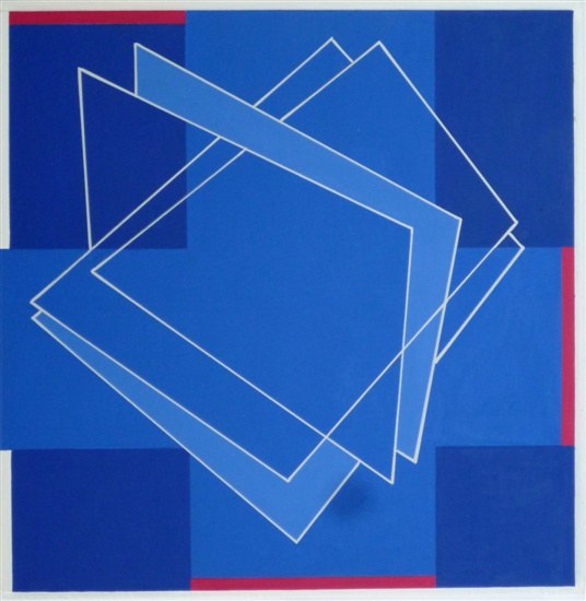compositie zondertitel, nr 2011-14, 24 x 24 cm. acryl op paneel